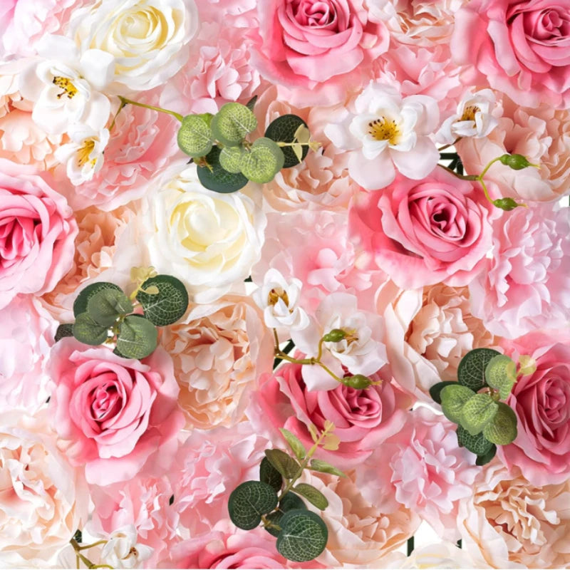 décoration murale fleurs artificielles roses hydrangées romantique intérieur mariage anniversaire baby shower