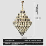 lampe suspendue cristal transparent dorée classique salon chambre decoration lumière led
