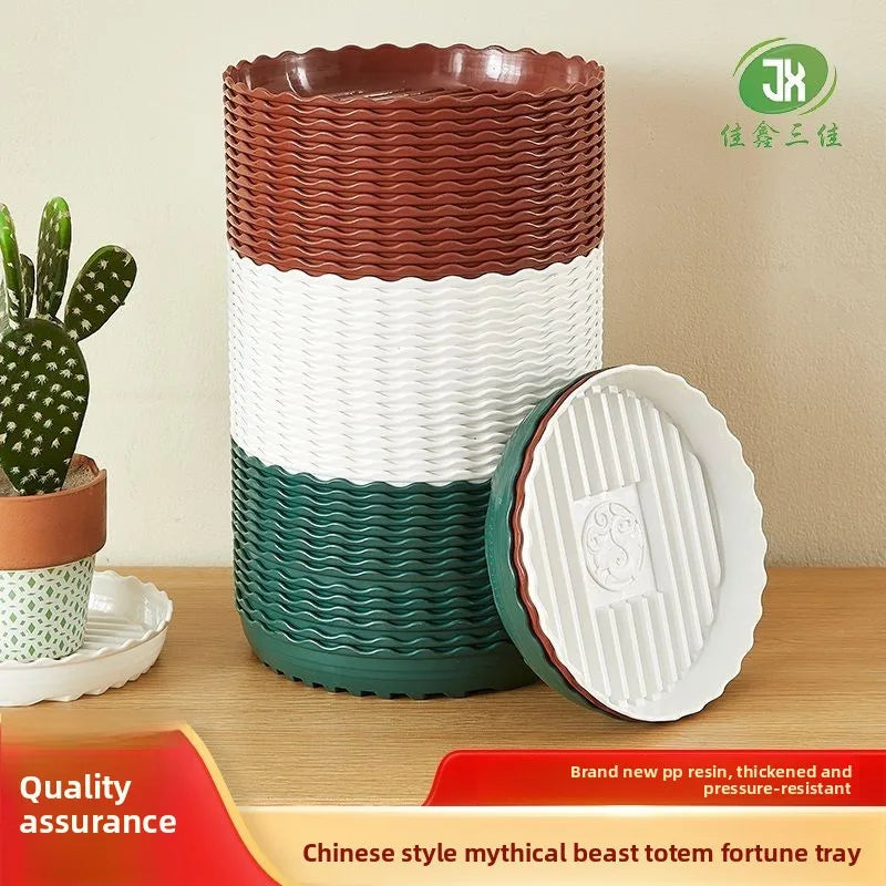 plateau fleur décoratif résine pot plante bordure ondulée moderne