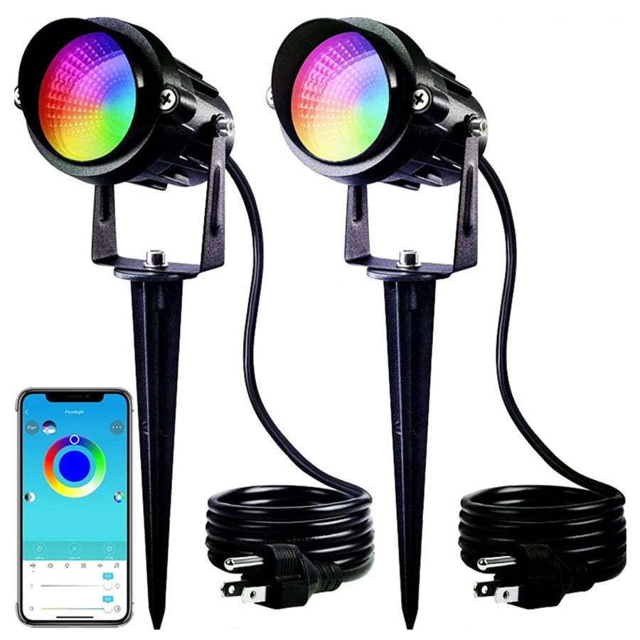 projecteurs led extérieurs modernes ip65 15w rgb noir aluminium bluetooth