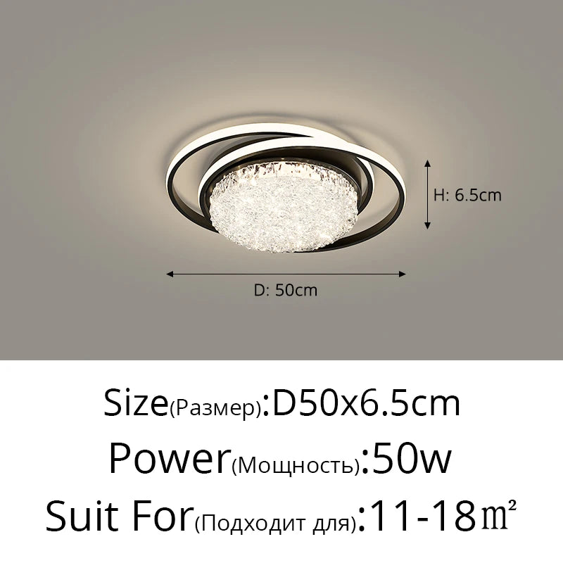 plafonnier led rond moderne cristaux blanc noir marron lampe intérieur élégante