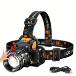 lampe frontale led noire moderne zoom clip rechargeable usb
