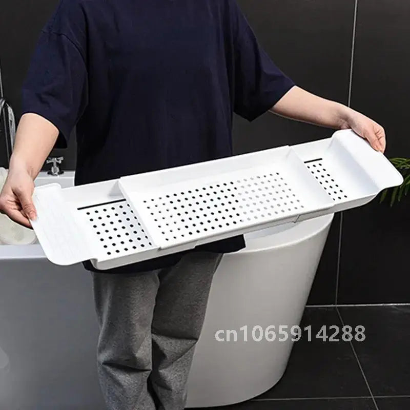 accessoires bain rangement plateau ajustable blanc noir moderne minimaliste perforé geometrique produits beauté