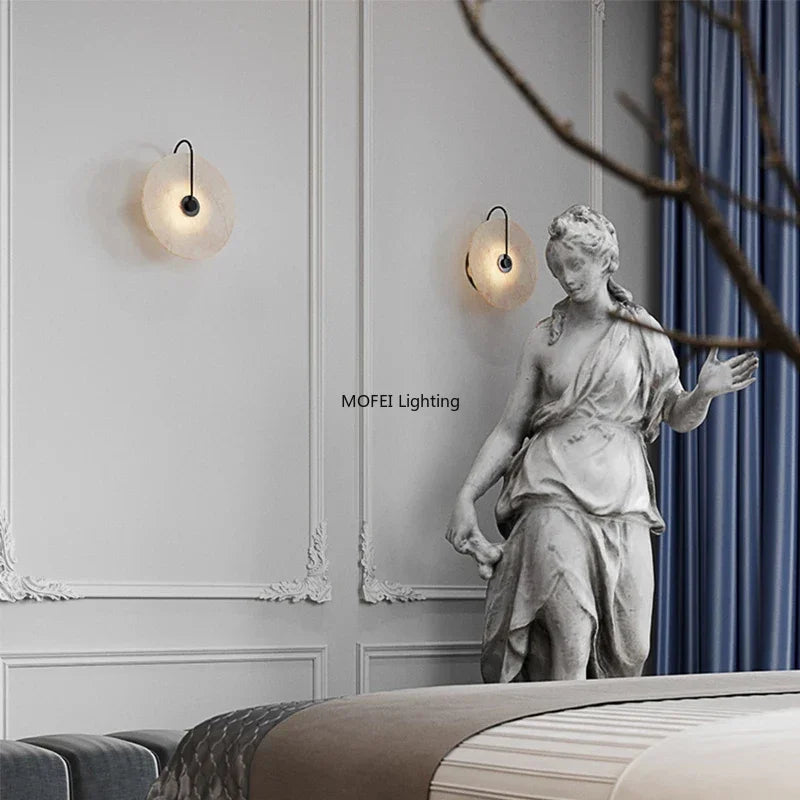 applique murale moderne marbre blanc led éclairage cuisine chambre fixée mur