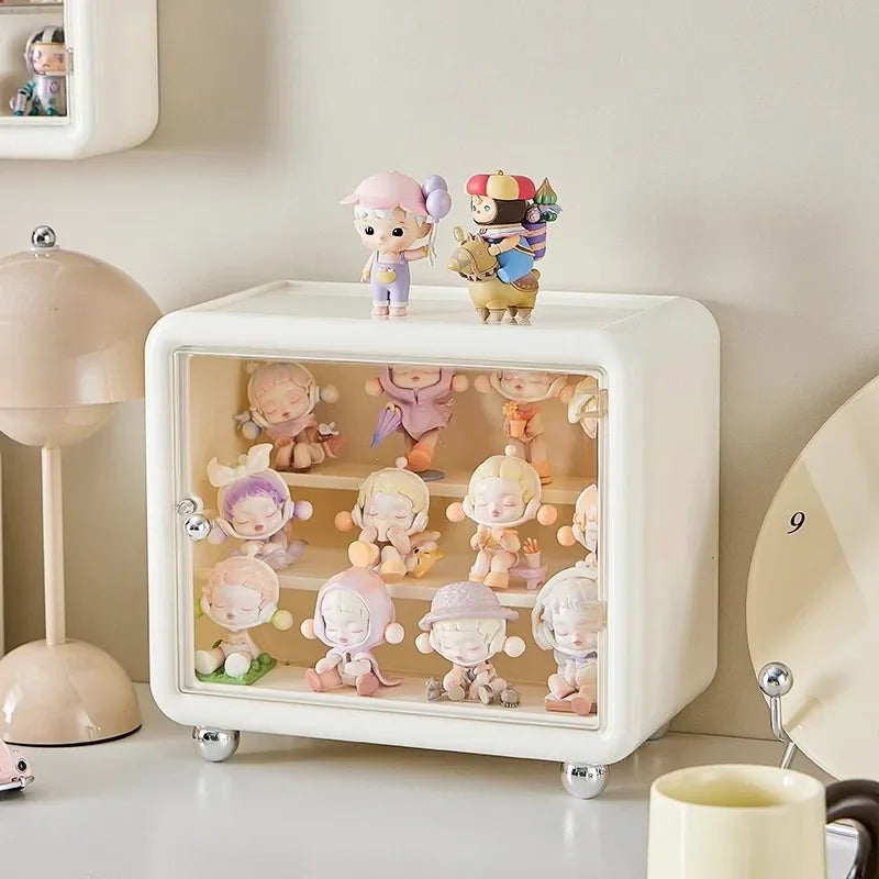 vitrine transparente moderne figurines anti poussière blanche exposant organisateur jouets eco friendly
