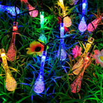 guirlande lumineuse solaire 12m 100led multicolore gouttes d'eau moderne extérieur jardin