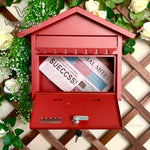 boîte lettres rouge rustique murale motif gâteau postal or fixée