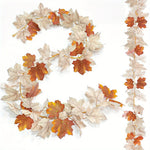 guirlande feuilles érable automne decoration murale crochets feuilles marron grises table cheminée festive