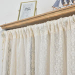 rideau cuisine beige dentelle géométrique vintage bohème opacité crochets franges
