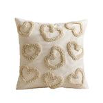 taies d'oreiller coeurs brodés blanc rouge rose pâle artisanal fermeture éclair opaques lit polyester