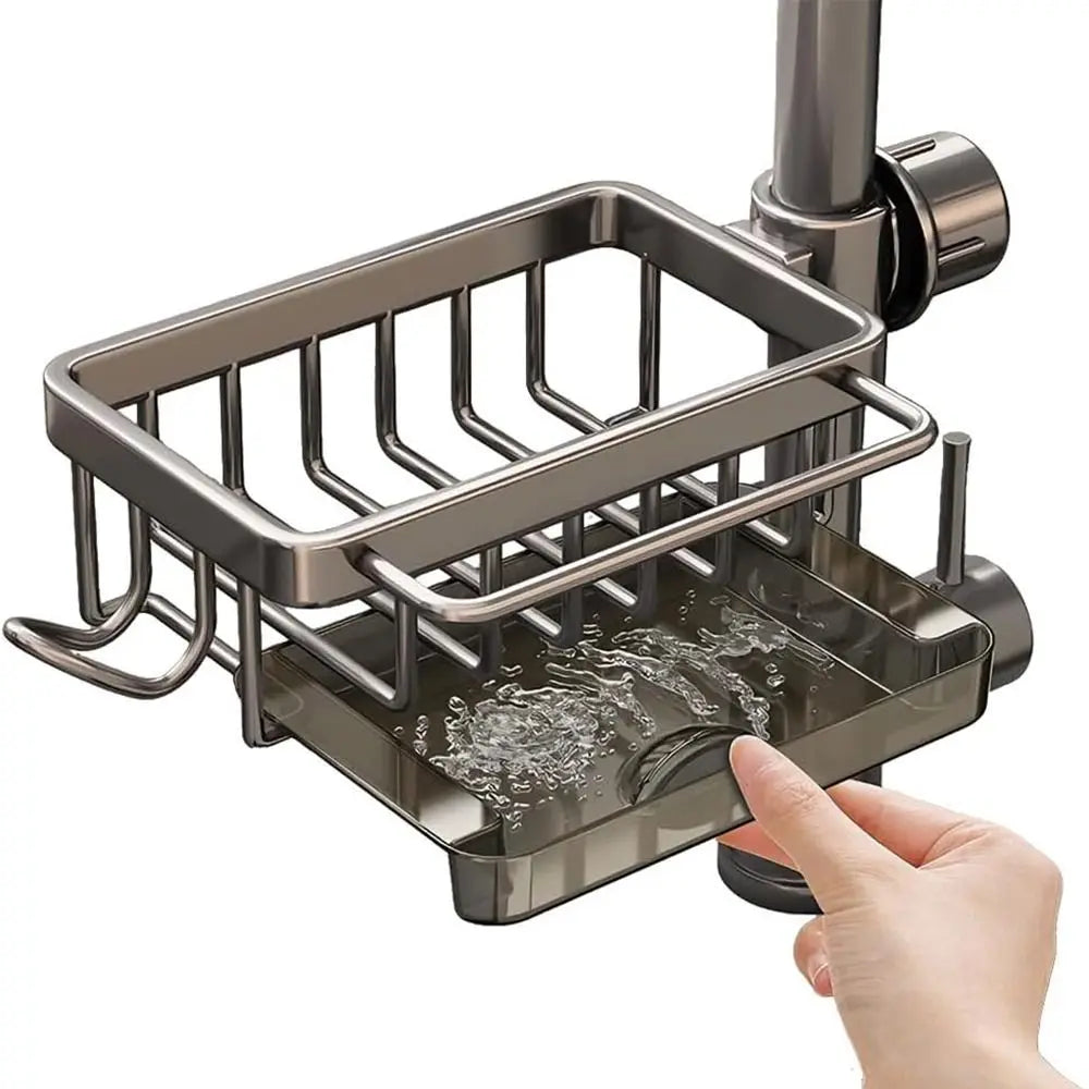 support vaisselle transparent moderne noir gris grille clips gants brosses vaisselles