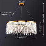 chandelier cristal moderne doré suspension cristaux prismes luxueux transparent multiples formes
