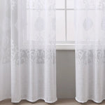 rideaux blancs motifs floraux deux panneaux polyester classique translucides øellets inclusion chambre salon