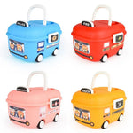 boîtes rangement réutilisables couleurs rose bleu rouge orange motif cartoon poignée amovible