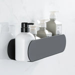 support mural moderne salle bain noir adhésif pompe lotion brosse douche serviette blanche 40cm