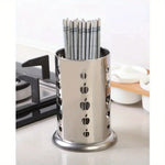 organisateur couverts moderne argenté perforations baguettes cuillères fourchettes rangement cuisine minimalistechinois