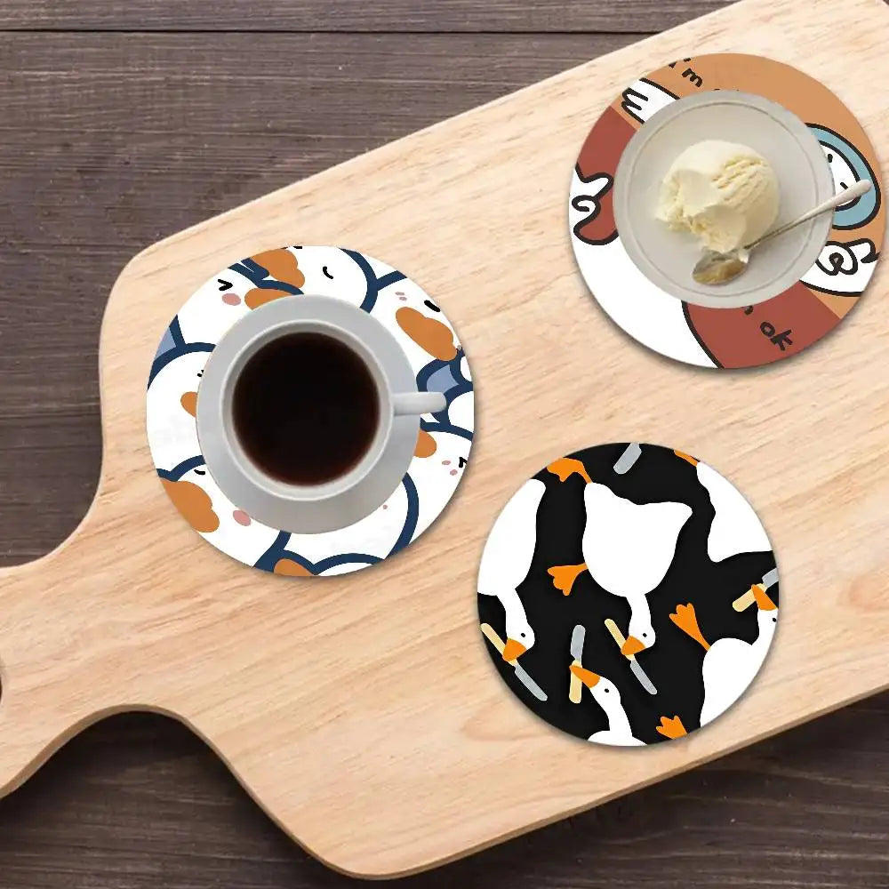 sous verres bois canards expressions modernes opaques hygiène table ecofriendly