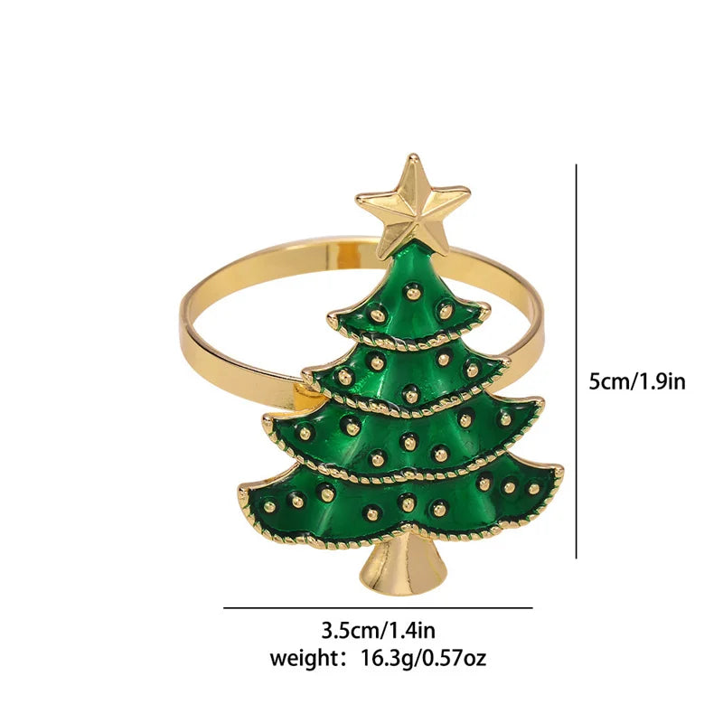 anneaux serviette arbre noël vert doré argenté décoration table festive métal respectueux environnement noël