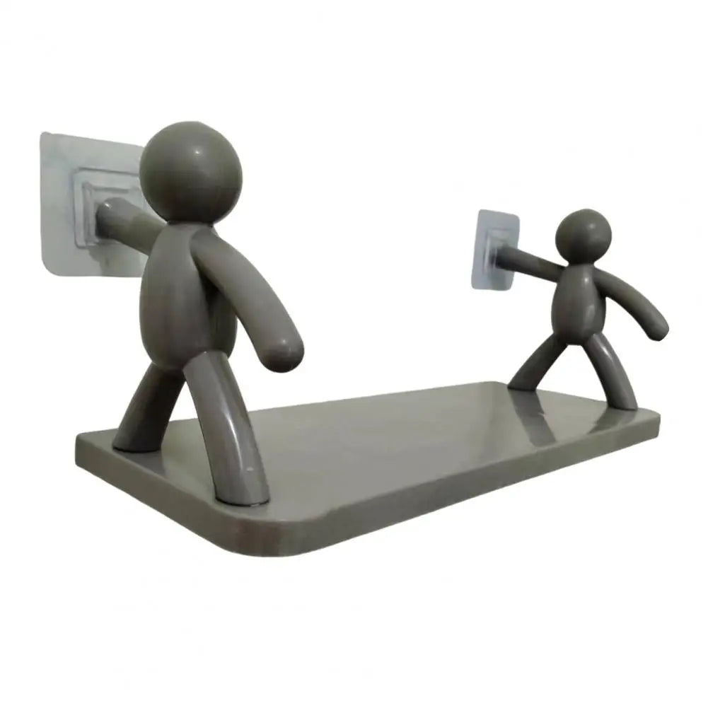 support mural blanc minimaliste figurines personnes rangement cuisine toilette adhésif respectueux environnement unique