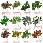 plantes artificielles vertes feuilles variées moderne decoration intérieure extérieure herbe décorative marron rouge blanc