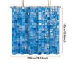 rideau douche bleu carreaux géométriques moderne opacité ourlet standard polyester 200x180cm anneaux