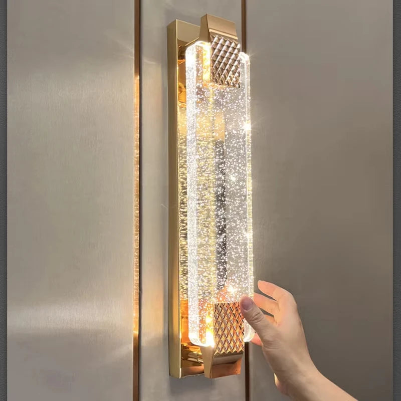 lampe murale moderne or cristal led élégante éclairage ambiance chambre salon