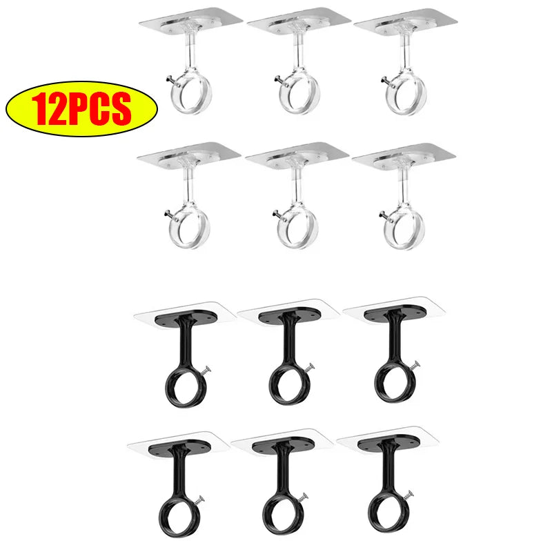 tige rideau noire moderne adhésif vis clips fixations 10mm diamètre