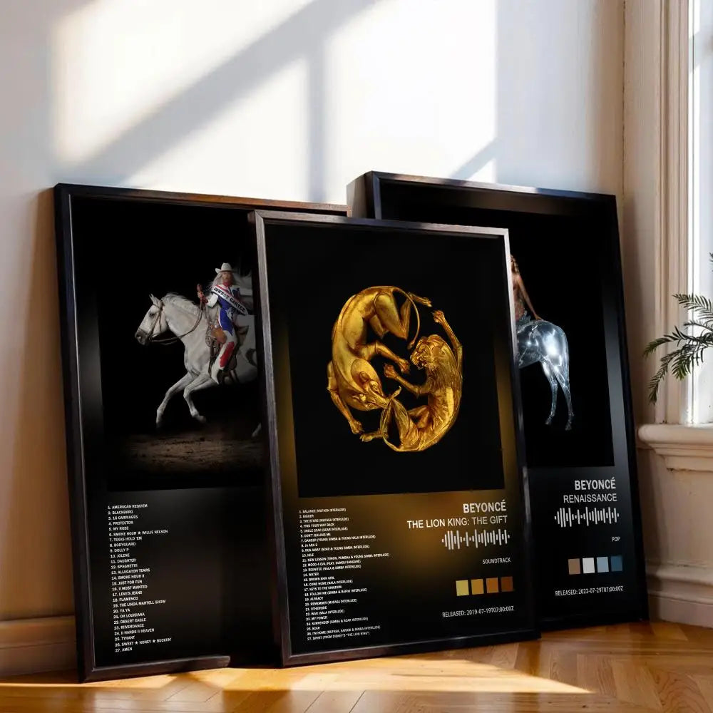 affiche moderne Beyoncé cheval abstraite doré noir blanc animal chambre décoration murale poster