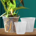 pots fleurs modernes transparents plastique grille tailles adhésif support fleur couvercle