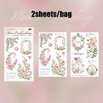 autocollants decoratifs fleurs feuilles papillons abeilles multicolores brodees scrapbooking journal decoration craft