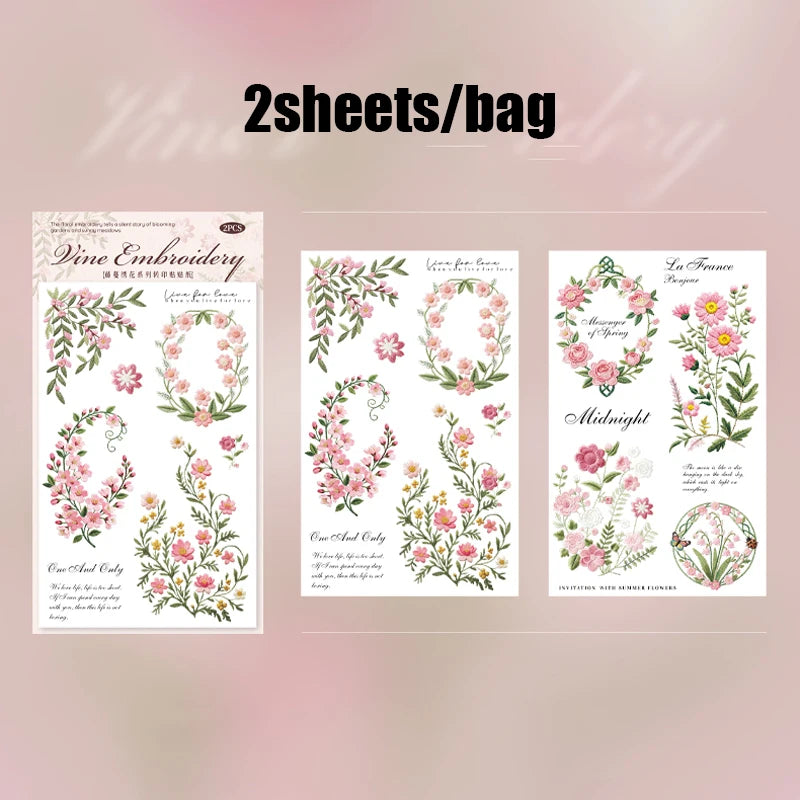 autocollants decoratifs fleurs feuilles papillons abeilles multicolores brodees scrapbooking journal decoration craft