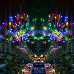 lumières solaires feux d'artifice multicolores modernes extérieures autoinstallation festive led jardin patios cour