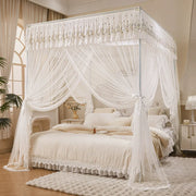 moustiquaire lit plissée brodée transparente bleu blanc romantique chambre baldaquin
