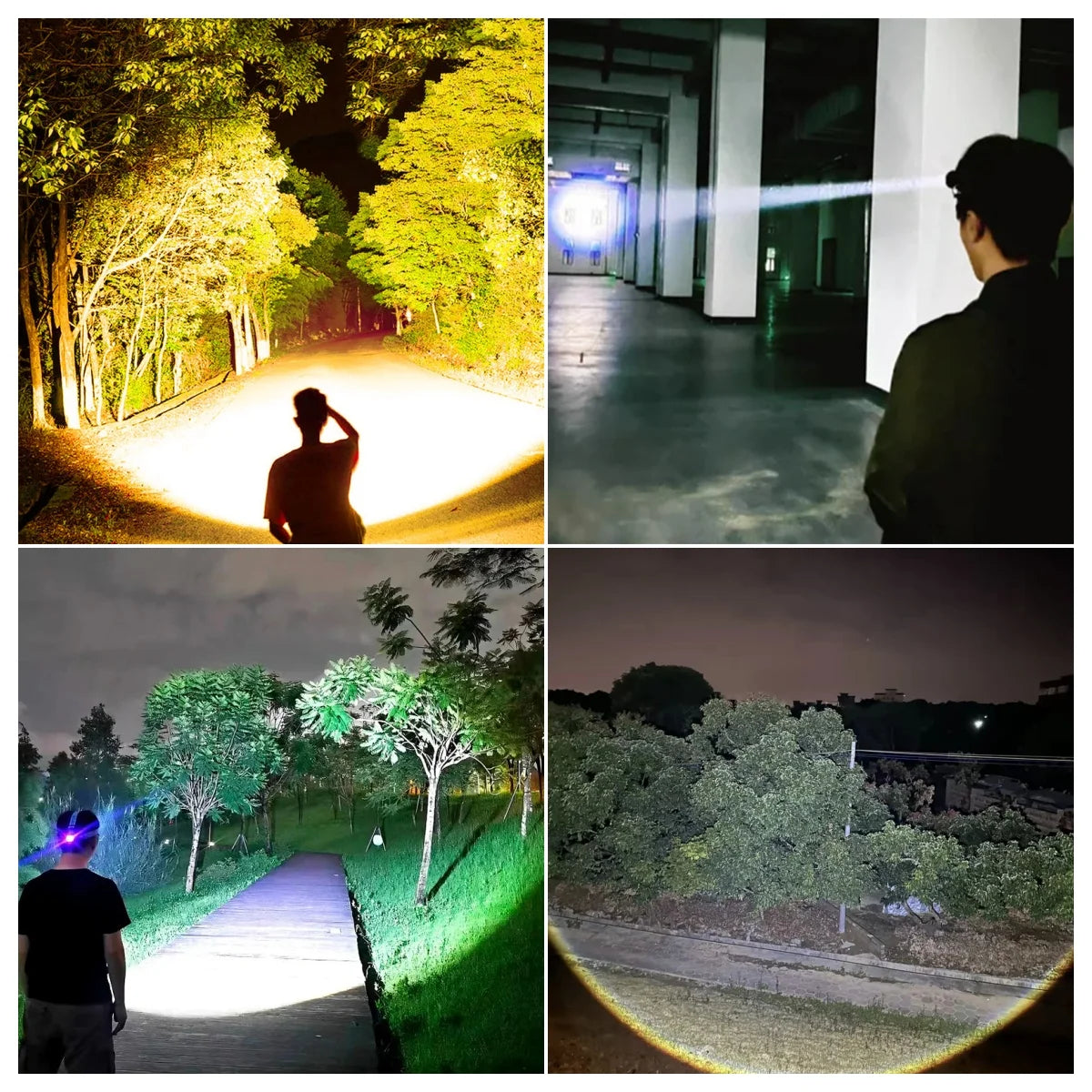 lampe frontale led rechargeable modes éclairage triangle vert jaune noir adjustable