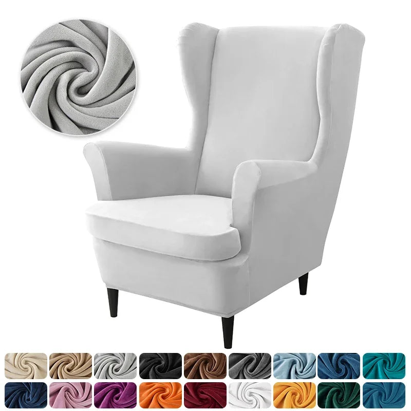 housse fauteuil oreilles velours extensible repose pied salon salon chambre