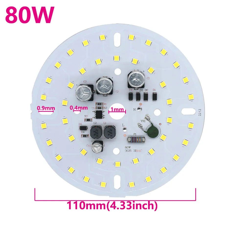 plaque led circulaire blanc matrice diodes smd 50w 80w 150w ac220v 240v