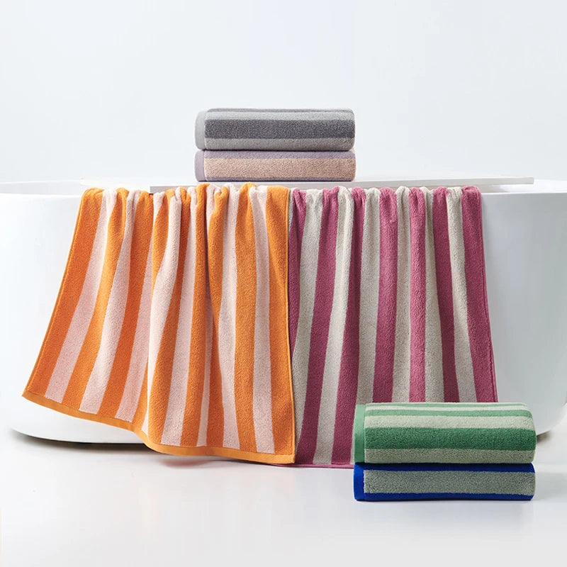 serviettes bain coton carreaux violet orange vert gris rapide moderne