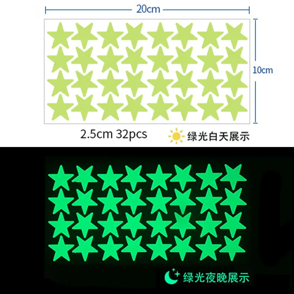 sticker lumineux étoiles vert fluo moderne adhésif chambre enfant décoration mur pièce