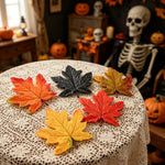 feuilles artificielles soie rouge orange jaune noires relief naturel décoratives extérieures halloween noël mariage