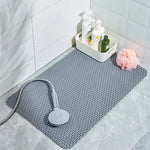 tapis douche antidérapant tapis bain moderne gris rose texturé losange ouvertures minimaliste