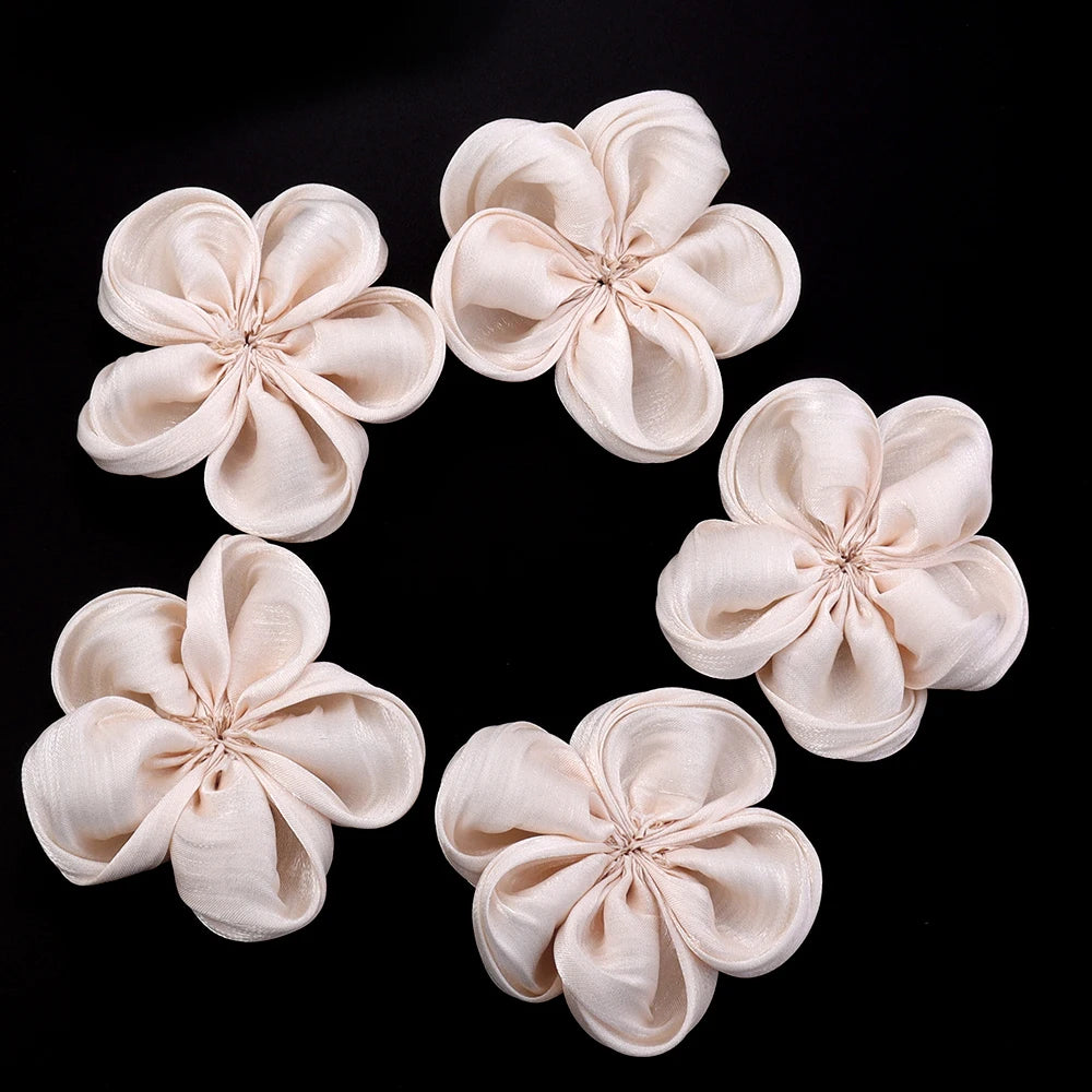 fleurs artificielles tissu satinées rose beige gris orange bleu jaune clips cheveux décoration bricolage