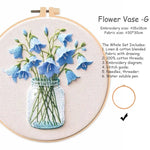 kit broderie fleurs vases multicolore traditionnel anneaux bois guide couture aiguilles fil coton