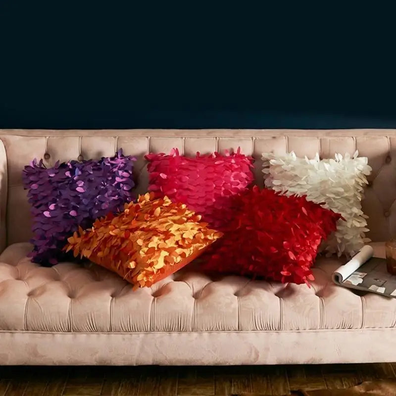 coussin décoratif moderne motif pétales blanc 42cm 42cm salon lit