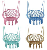 fauteuil suspendu macramé tissé motifs géométriques franges boho chic blanc beige noir rose bleu