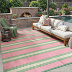 tapis moderne rayé extérieur résistant l'usure rose vert blanc bleu rouge