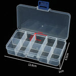 boîte rangement bijoux transparente pratique 10 compartiments clips cheveux poignée bleue
