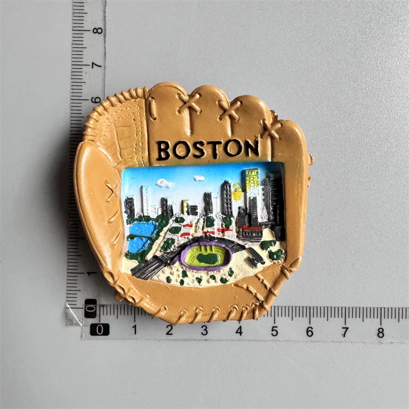 aimants réfrigérateur boston souvenirs multicolores buildings bateau homard bière drapeau américain