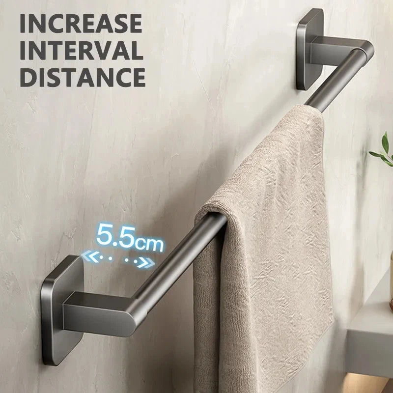 porte serviettes mural adhésif gris moderne salle bain support rangement horizontal serviettes bouteilles d'eau