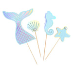 décoration gâteau thème sirène hippocampe coquillage étoile mer mariage anniversaire sous marin bleu rose