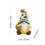 statue gnome decoratif jaune blanc marron citrons rayures chapeau barbe texturée intérieur extérieur jardin